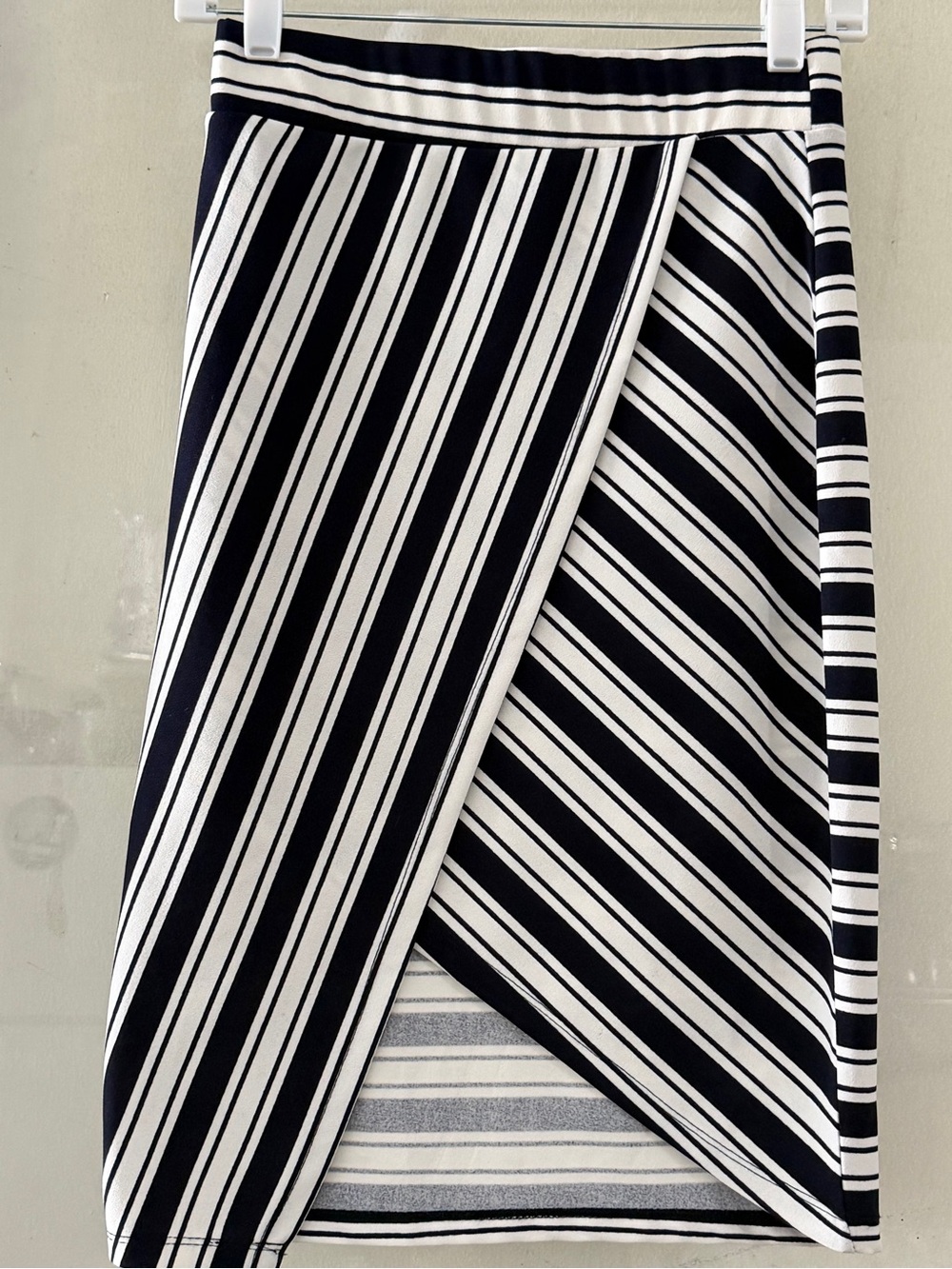 Striped Black & White Midi Wrap Skirt